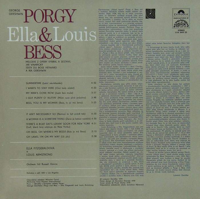 Ella Fitzgerald & Luis Armstrong - G.Gerschwin: Porgy  a  Bess (LP)