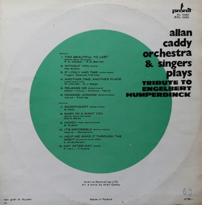 Allan Caddy Orchestra  a  Singers Plays Tribute To Engelbert Humperdinck