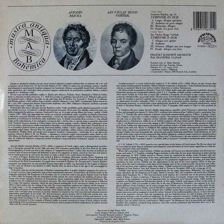 Antonín Rejcha, Jan Václav Hugo Voříšek - Pražský Komorní Orchestr, František Vajnar - Symfonie (LP)