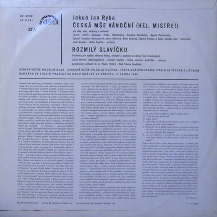 Jakub Jan Ryba - Česká mše vánoční / Rozmilý slavíčku (LP)