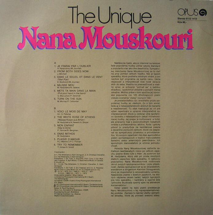 Nana Mouskouri - The Unique Nana Mouskouri
