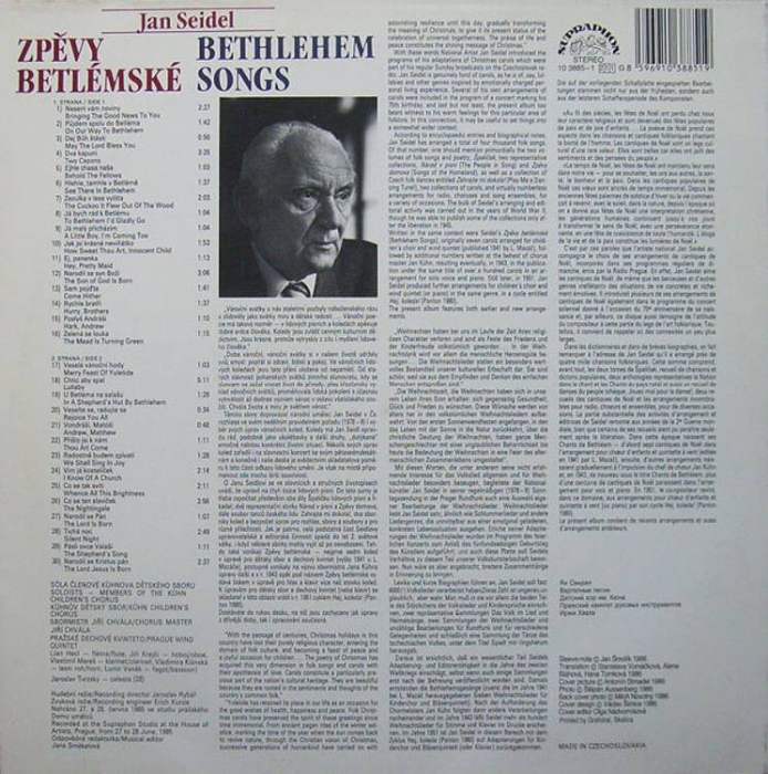 Jan Seidel - Zpěvy Betlémské (LP)