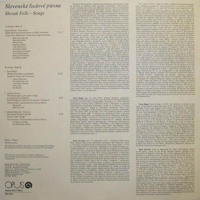 Peter Dvorský - Slovenské lidové písně (LP)