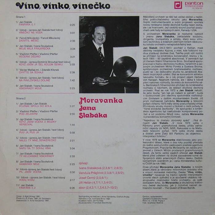 Moravanka Jana Slabáka - Víno, vínko, vínečko