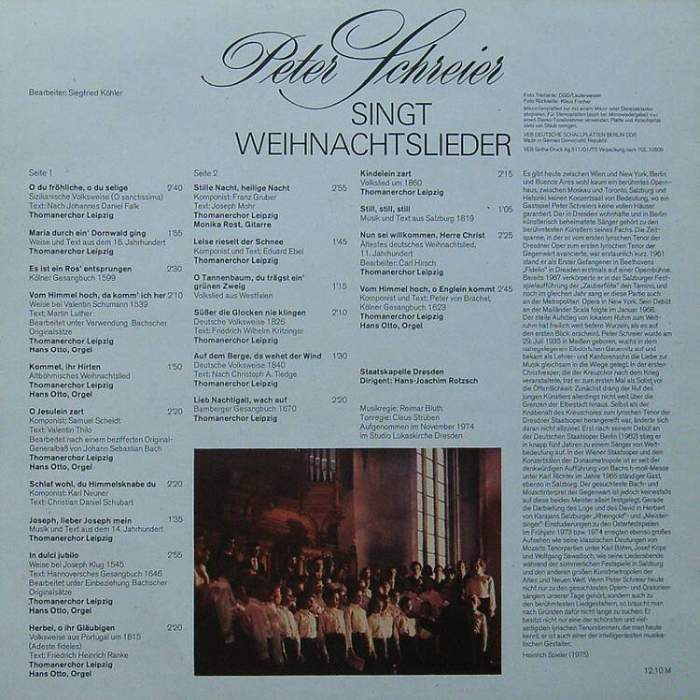 Peter Schreier - Peter Schreier Singt Weihnachtslieder (LP)