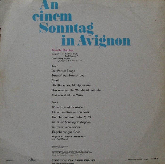 Mireille Mathieu - An einem Sonntag in Avignon (LP)