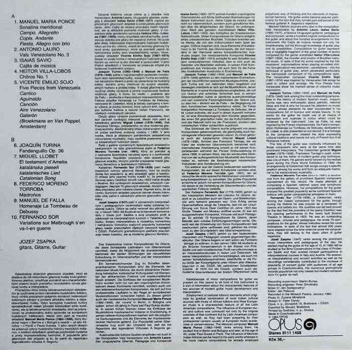 Jozef Zsapka - Famous Guitar Compositions (LP)