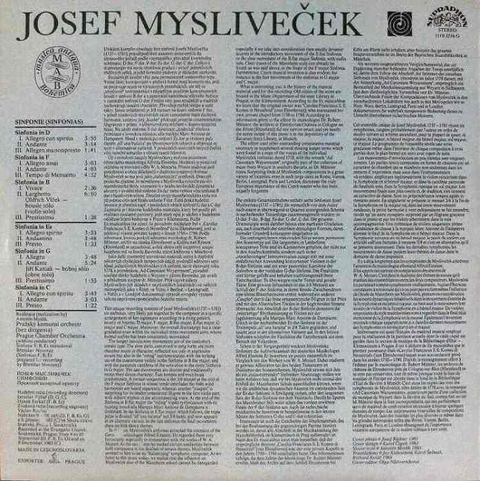 Josef Mysliveček - Sinfonias (LP)