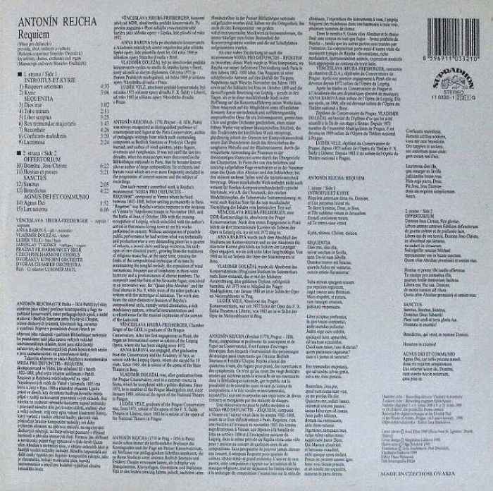 Antonín Rejcha - Requiem (LP)