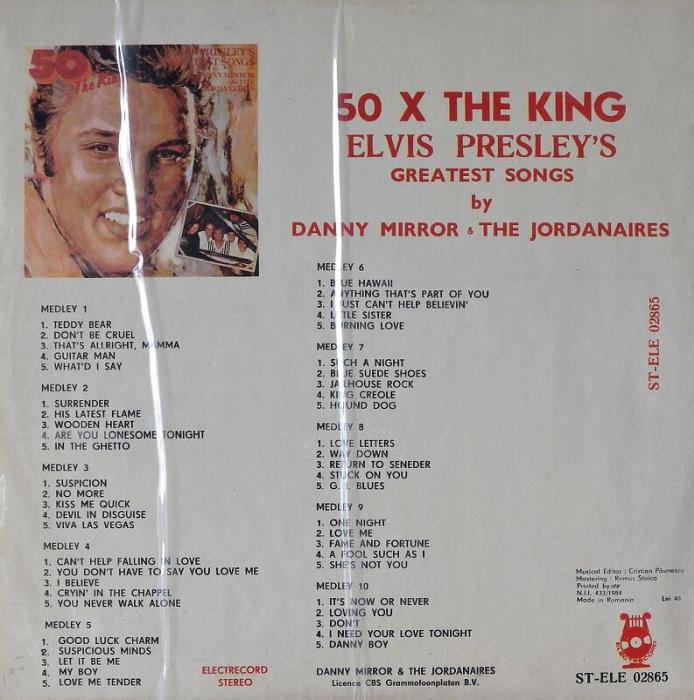 Danny Mirror a The Jordanaires - 50x The King - Elvis Presley's Greatest Songs (LP)