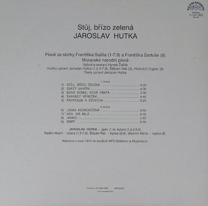Jaroslav Hutka - Stůj, břízo zelená (LP)