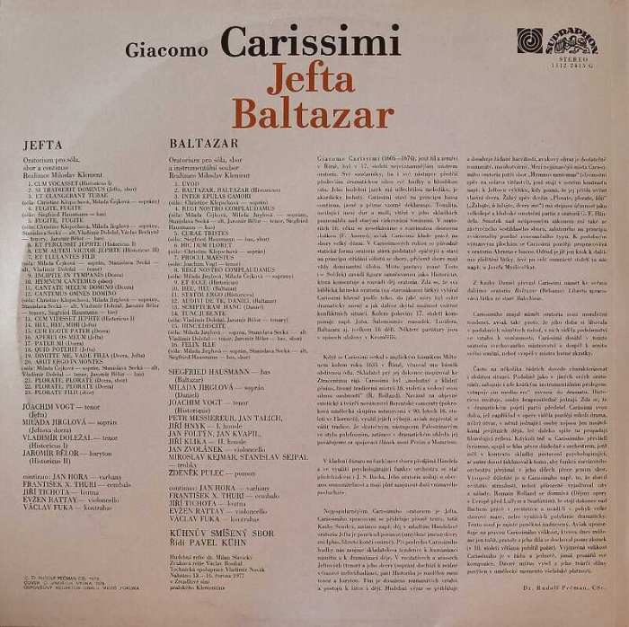 Giacomo Carissimi - Jefta / Baltazar (LP)
