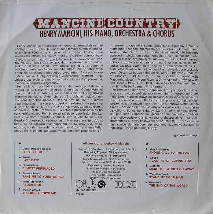Mancini Country /Henry Mancini, His Piano, Orchestra and Chorus/