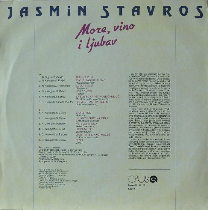 Jasmin Stavros - More, vino i ljubav