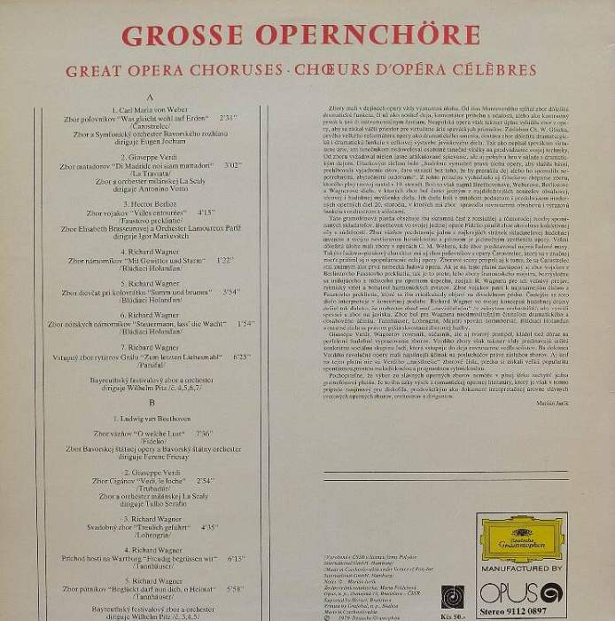 various artists - Grosse Opernchöre - Great Opera Choruses (LP)