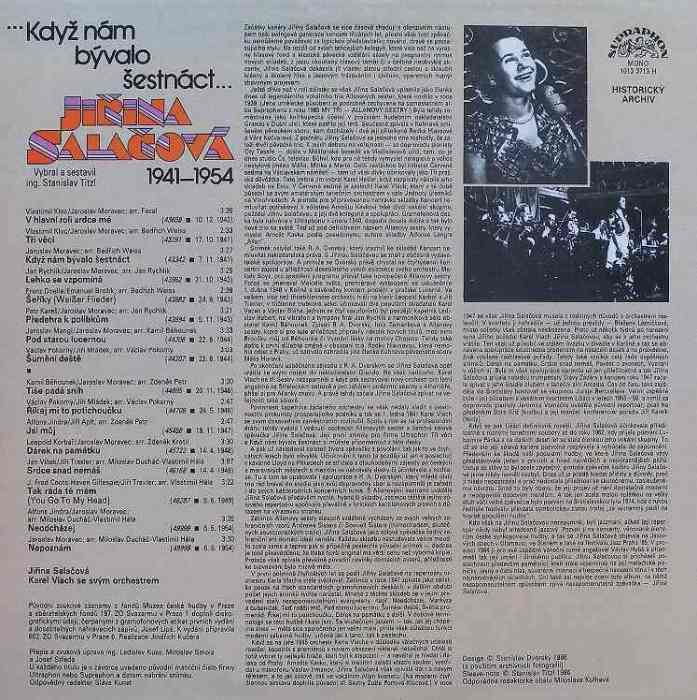 Jiřina Salačová - Když nám bývalo šestnáct ... (1941-1954) (LP)
