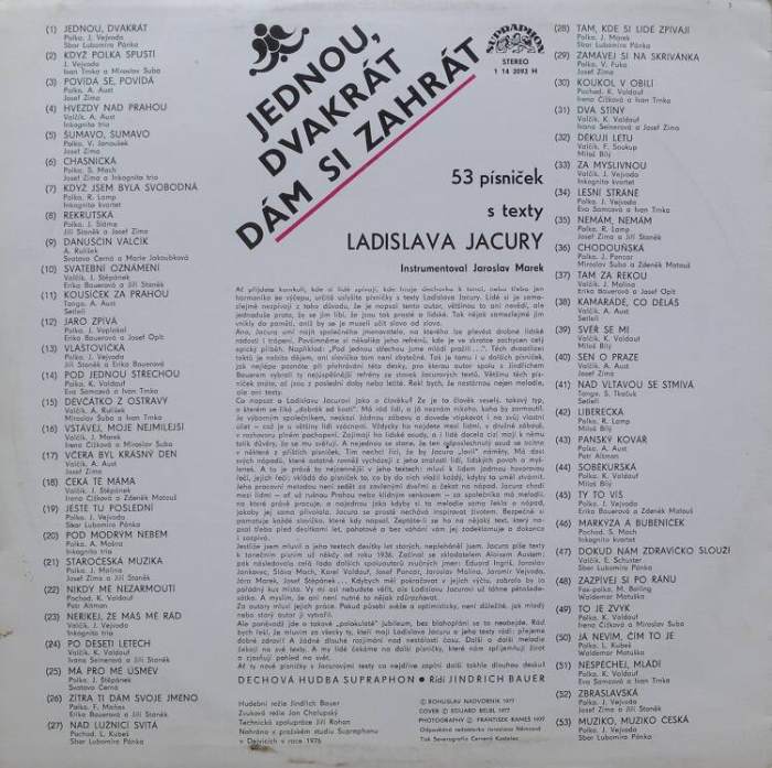 Dechová hudba Supraphon - Jednou, dvakrát dám si zahrát (53 písniček s texty Ladislava Jacury)