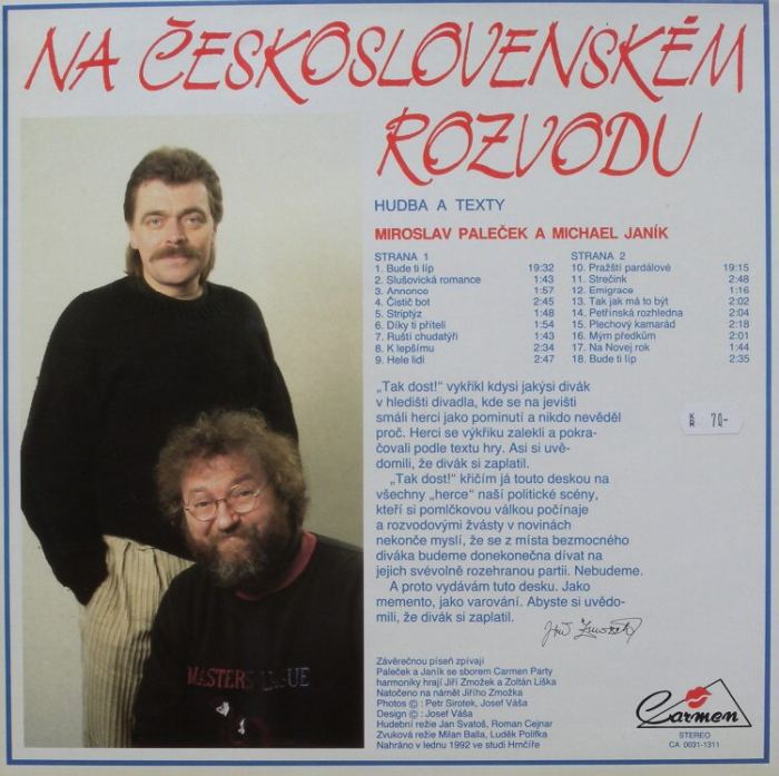 Miroslav Paleček  a  Michael Janík - Na československém rozvodu (LP)