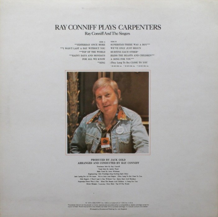Ray Conniff And The Singers - Ray Conniff Plays Carpenters