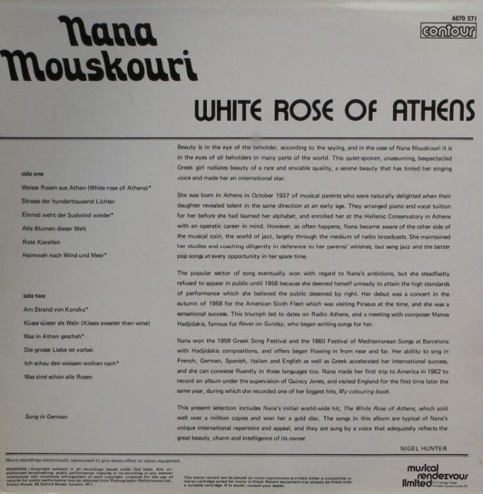Nana Mouskouri - White Rose of Athens (sung in german)