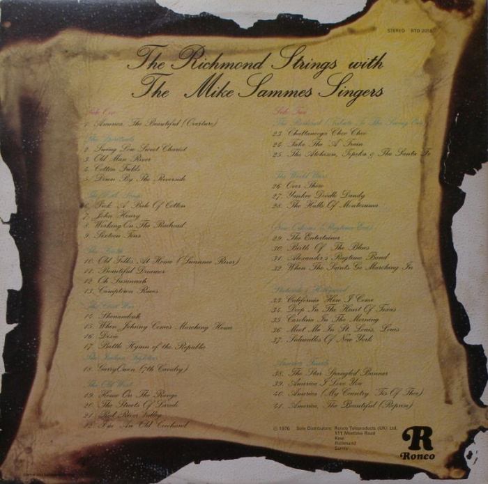 The Richmond Strings with Mike Sammes Singers - The Music Of America 1776-1976