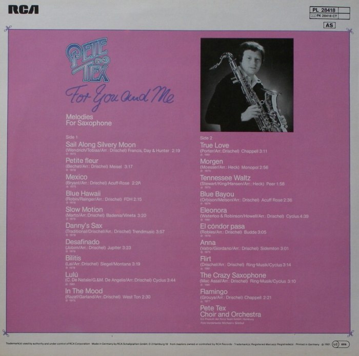 Pete Tex - For You And Me (Melodies For Saxophone)