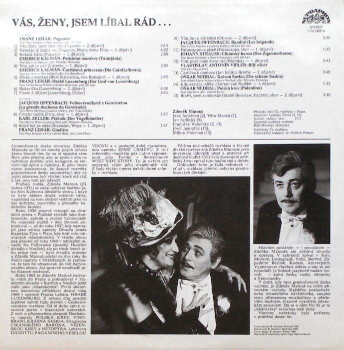 Zdeněk Matouš - Vás, ženy, jsem líbal rád ... (LP)
