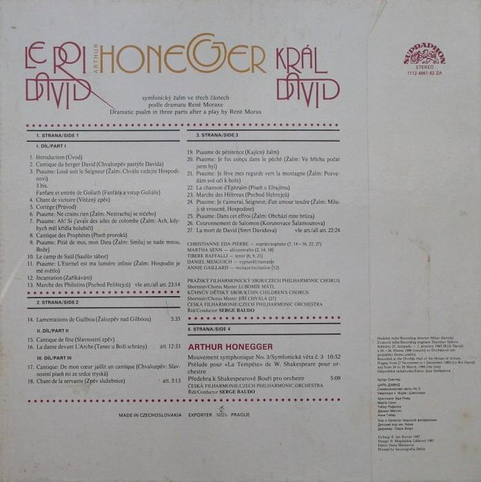 Arthur Honegger - Le Roi David (2LP v krabici)