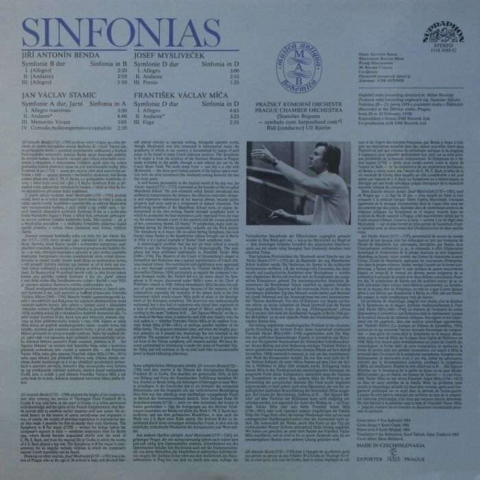 Benda / Stamic / Mysliveček / Míča - Sinfonias