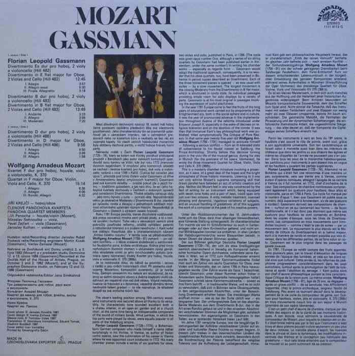 Wolfgang Amadeus Mozart - Oboe Quartet / Florian Leopold Gassmann - Divertimenti