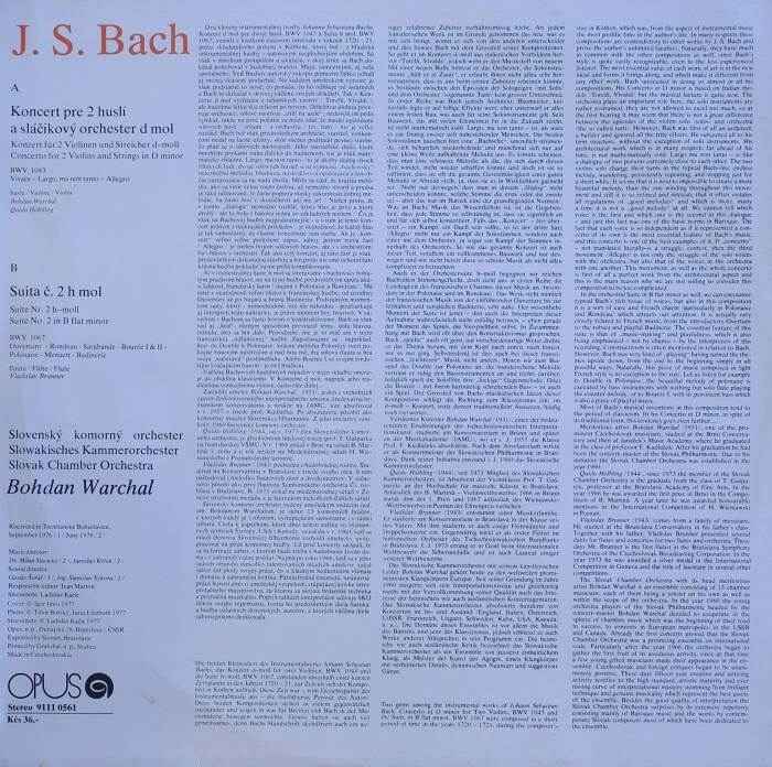 Johan Sebastian Bach - Koncert pro dvoje housle a smyčcový orchestr BWV 1043; Suita č. 2 h mol BWV 1067