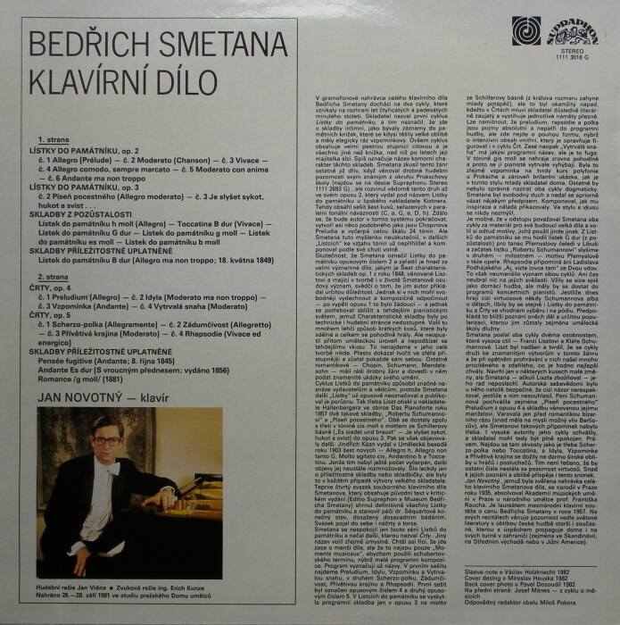 Bedřich Smetana - Klavírní dílo (Črty, Lístky do památníku)