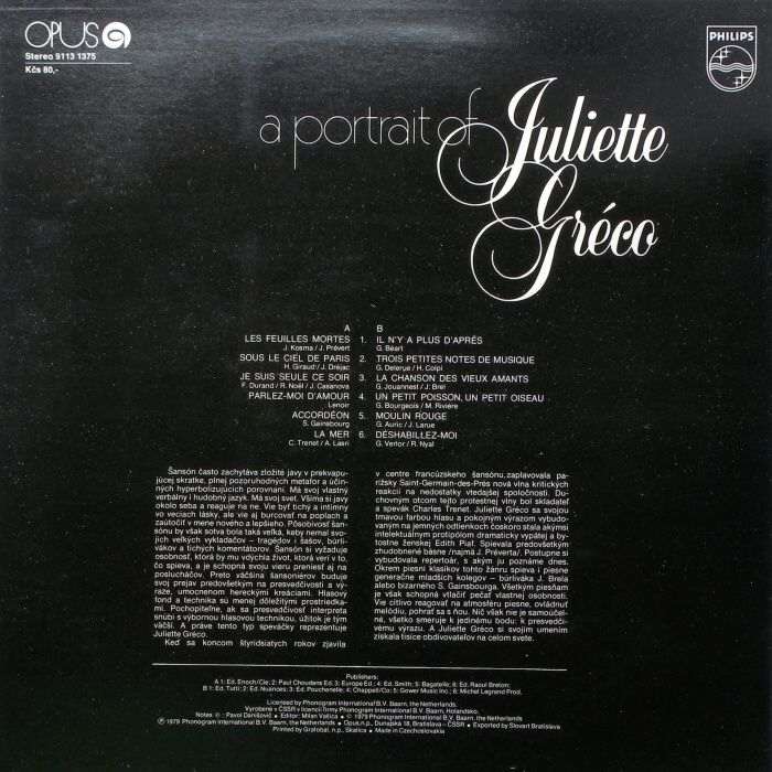 Juliette Gréco - A Portrait Of Juliette Gréco (LP)