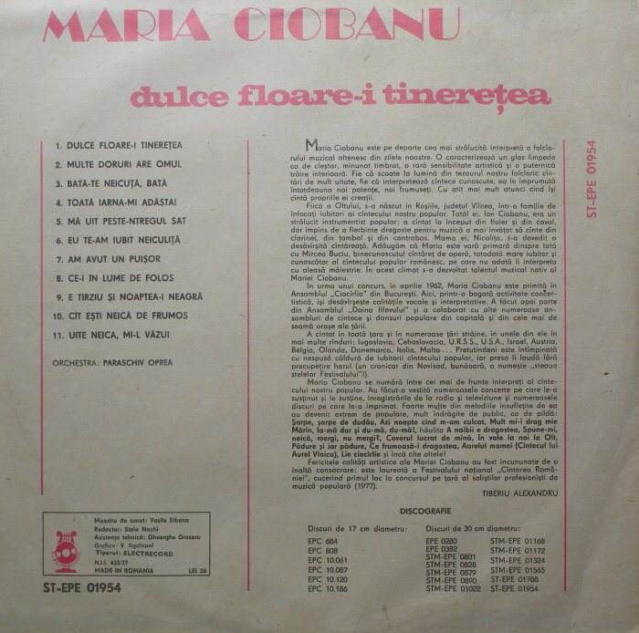 Maria Ciobanu - Dulce floare-i tineretea