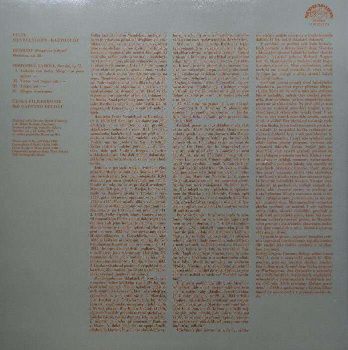 Felix Mendelssohn Bartholdy - Symfonie č. 3. Hebridy. (LP)