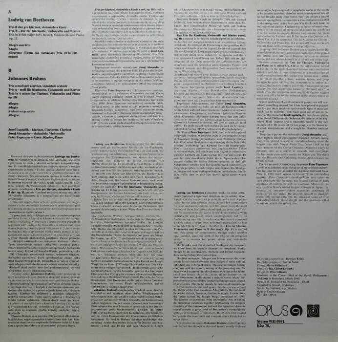 Ludwig van Beethoven / Johannes Brahms - Clarinet Trios (LP)