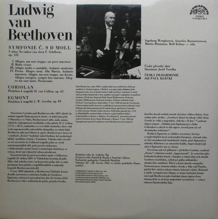 Ludwig Van Beethoven - Symfonie no.9 d moll op.125 / Corolian / Egmont (2LP)