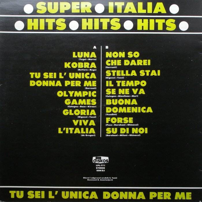 various artists - Super Italia Hits - Tu Sei L'Unica Donna Per Me