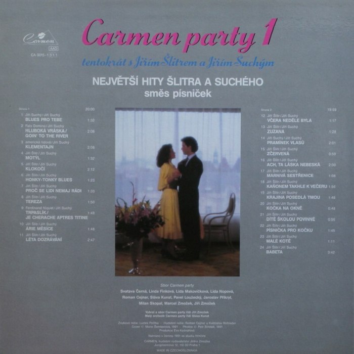 Various Artists - Carmen party 1, tentokrát s Jiřím Šlitrem a Jiřím Suchým