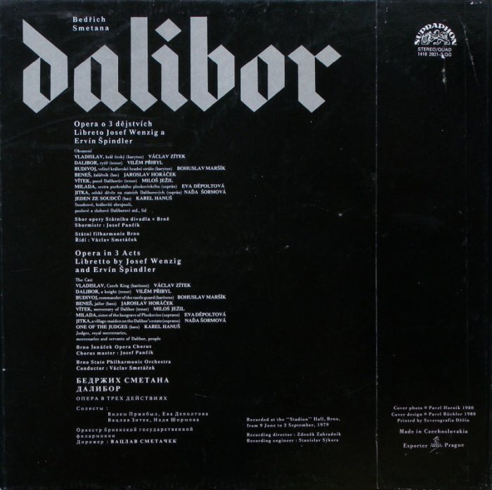 Bedřich Smetana - Dalibor (3LP v krabici)