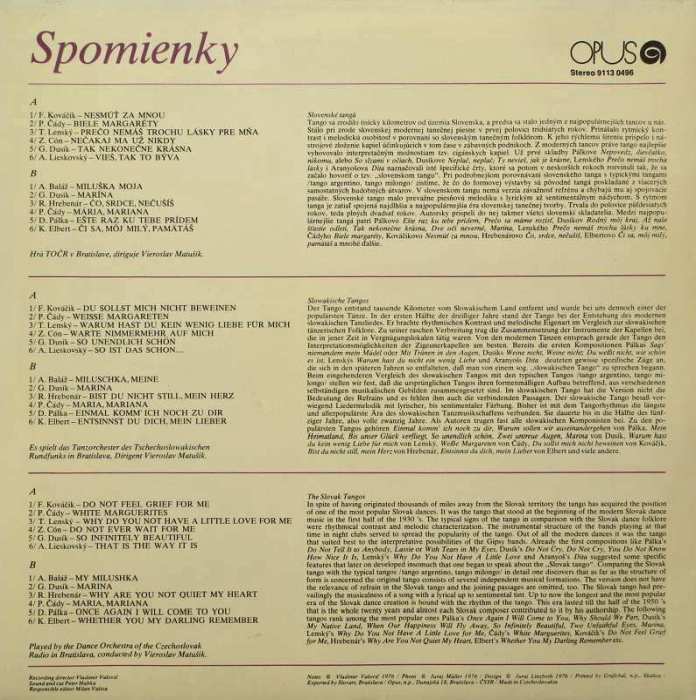 Various Artists - Spomienky (LP)