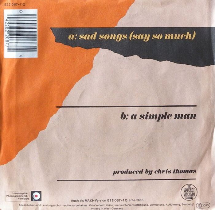 Elton John - Sad Songs (Say So Much) / A Simple Man