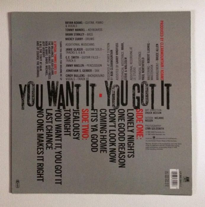 Bryan Adams - You Want It, You Got It (LP)