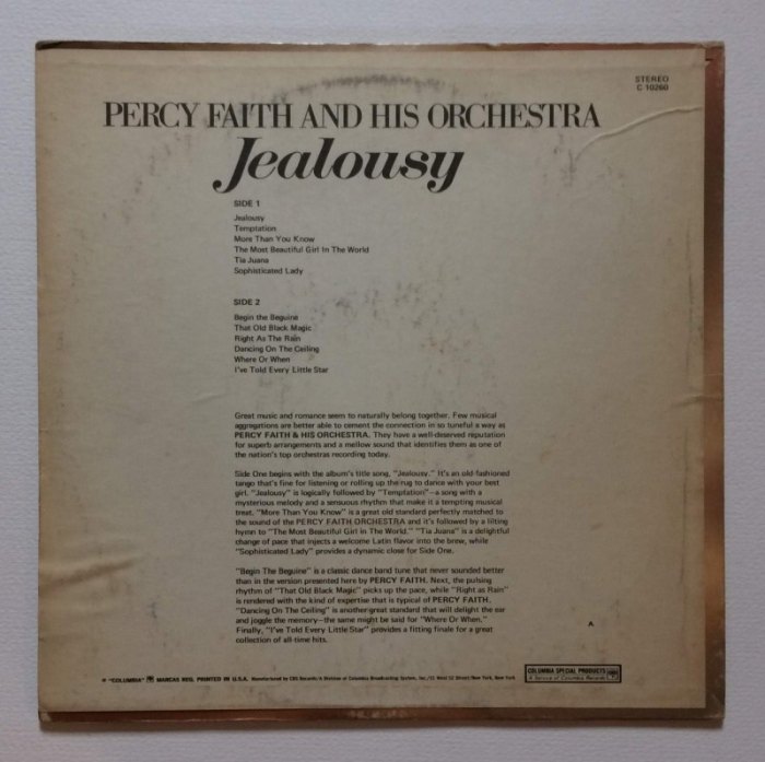 Percy Faith And His Orchestra - Jealousy (LP)