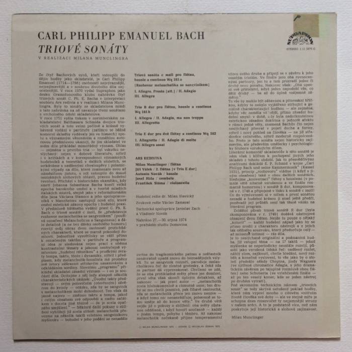 Carl Philipp Emanuel Bach - Triové Sonáty (LP)