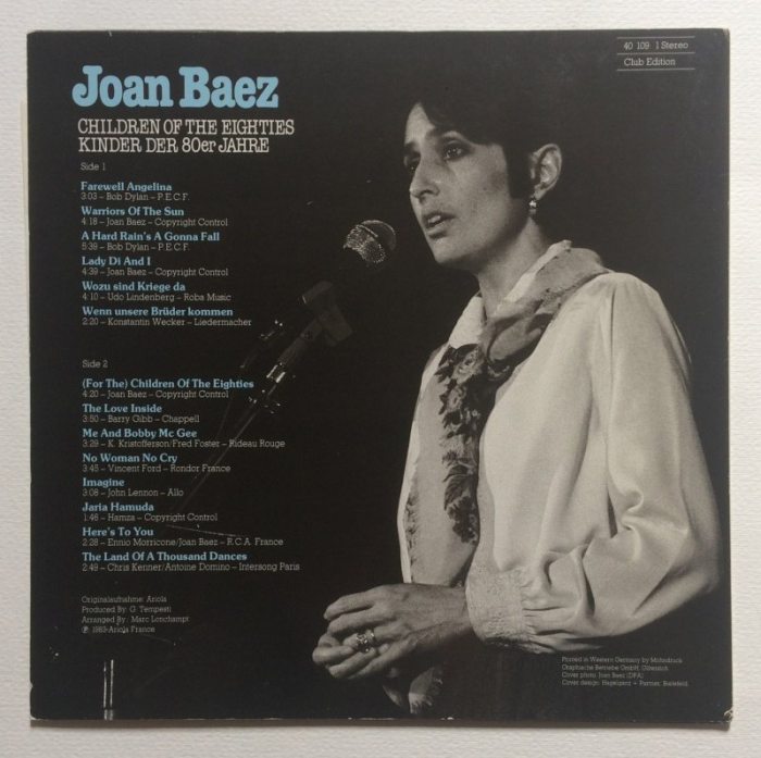 Joan Baez - Children Of The Eighties - Kinder Der 80er Jahre - Live In Concert (LP)