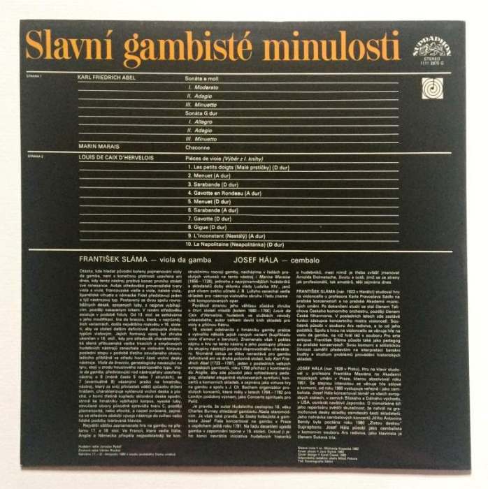 František Sláma, Josef Hála - Slavní Gambisté Minulosti (LP)