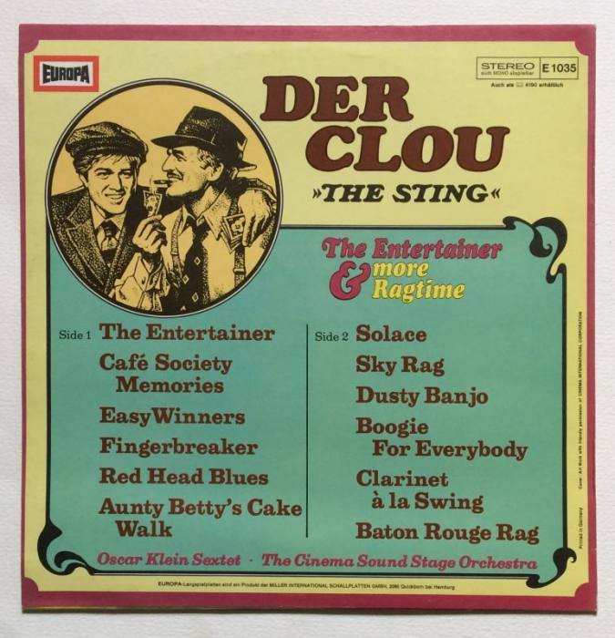 Oscar Klein Sextet, The Cinema Sound Stage Orchestra - Der Clou - The Entertainer a More Ragtime (LP)