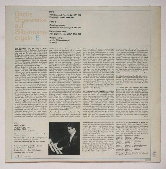 Johann Sebastian Bach - Hannes Kästner - Bachs Orgelwerke Auf Silbermannorgeln 5 (LP)