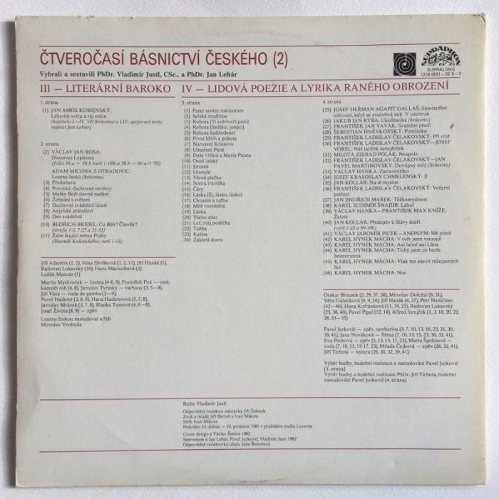 Various - Čtveročasí básnictví českého (2LP)